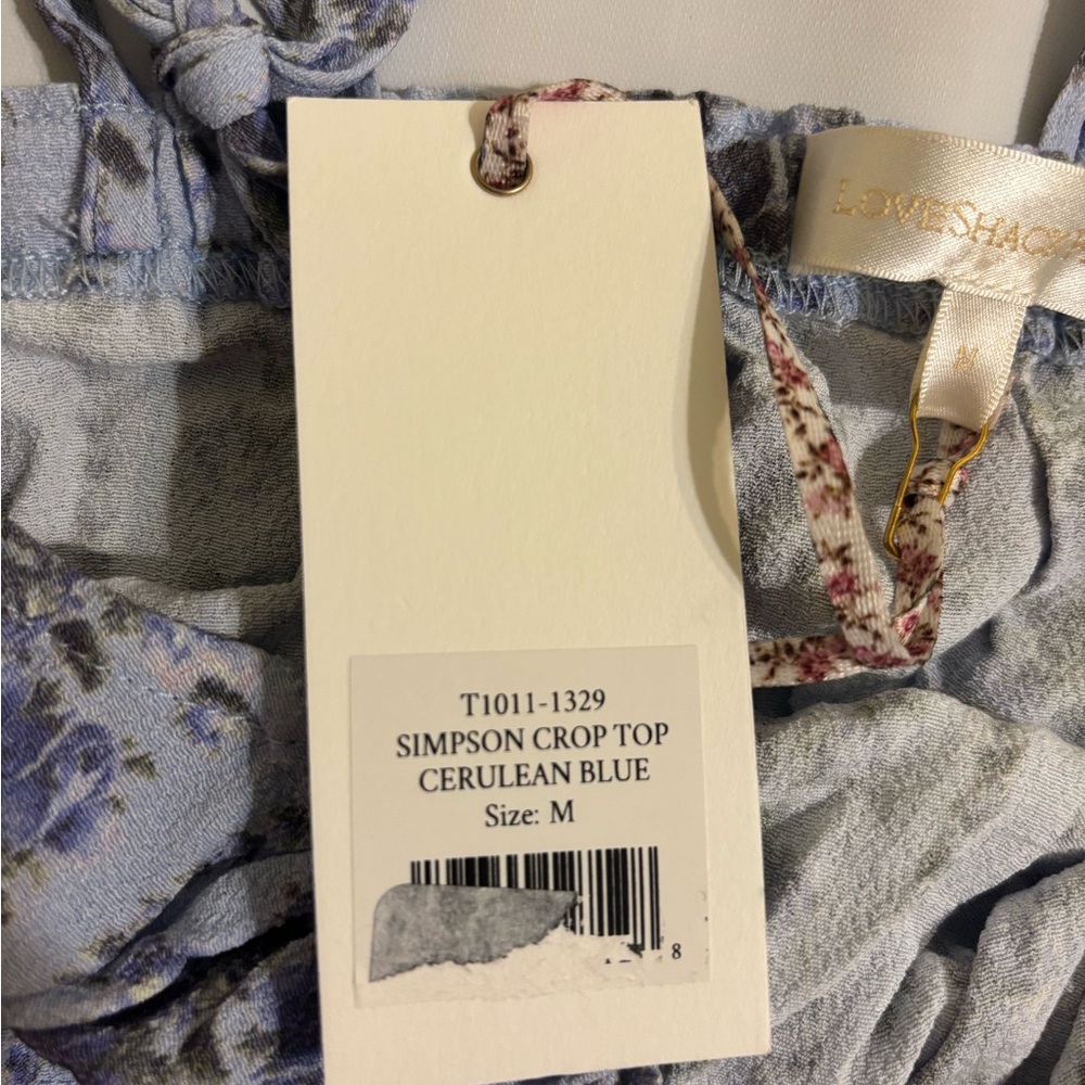 BNWT LoveShackFancy Simpson Crop Top Cerulean Blue Medium - Picture 6 of 6